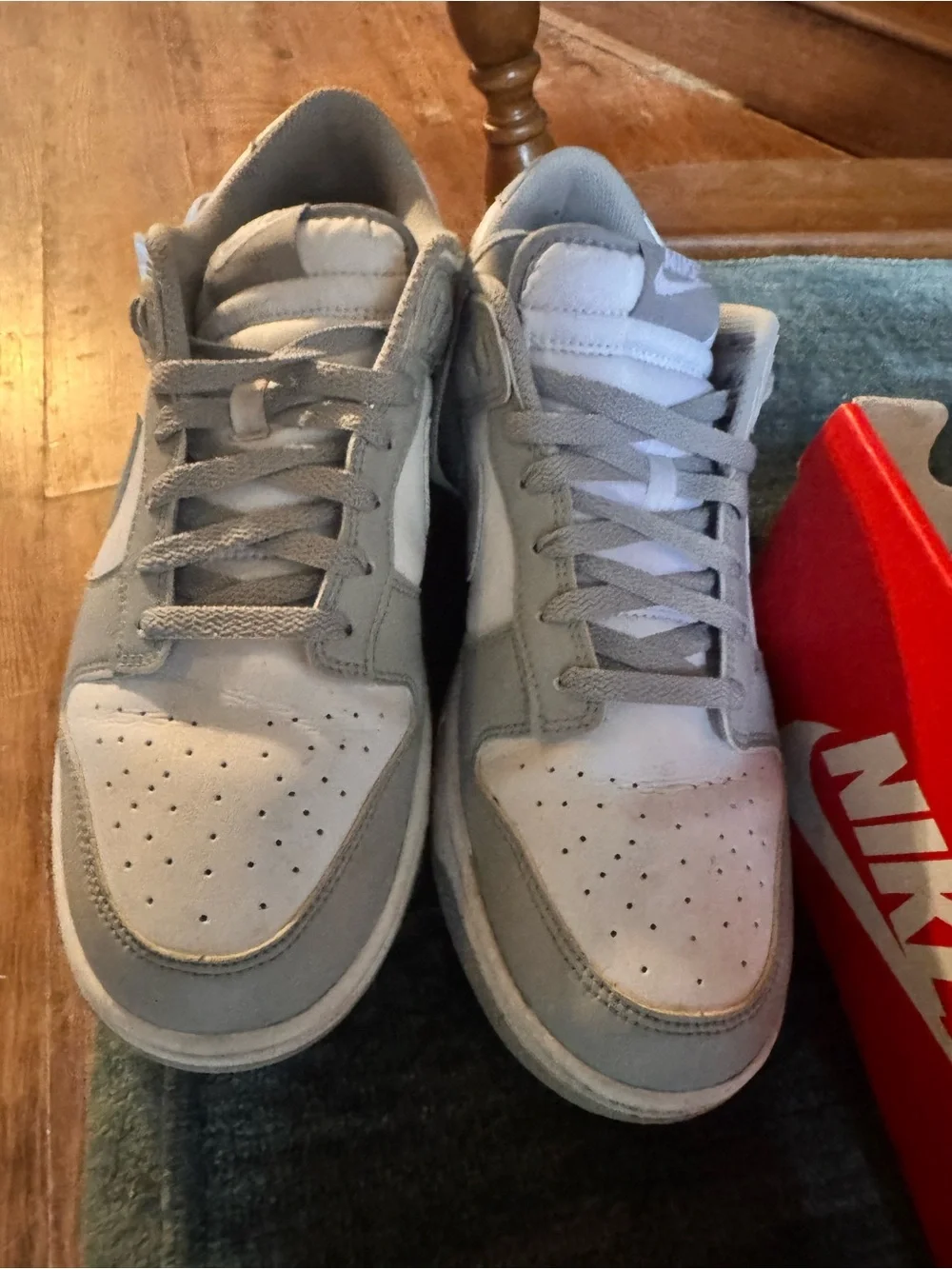 Nike Dunk Lows Light Gray and White Low-Top Sneakers